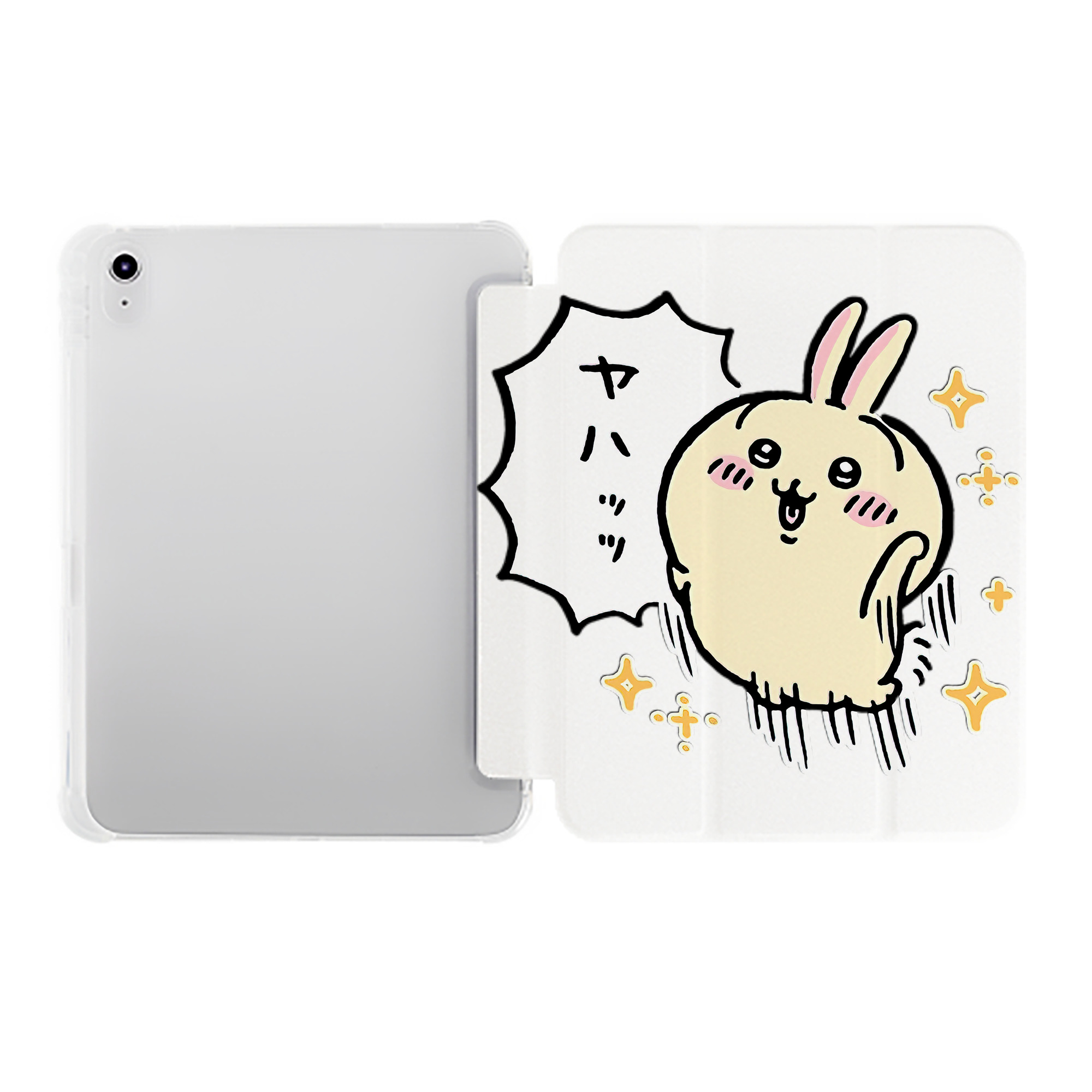 （画像用） ちいかわ うさぎ Chii-kawa usagi IPad ケース ペン収納付き 三つ折りスタンド PUレザー×シリコン 対応機種9.5/10.5/10.9インチ